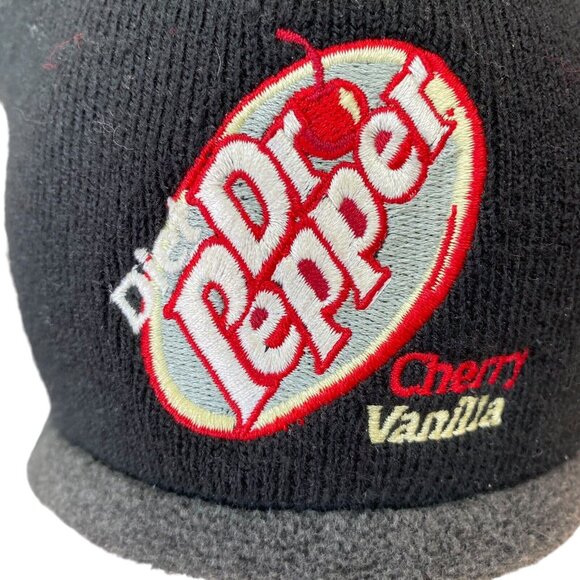 Dr. Pepper Toque Beanie Hat Diet Chery Vanilla Lined Embroidered Black - Picture 2 of 6